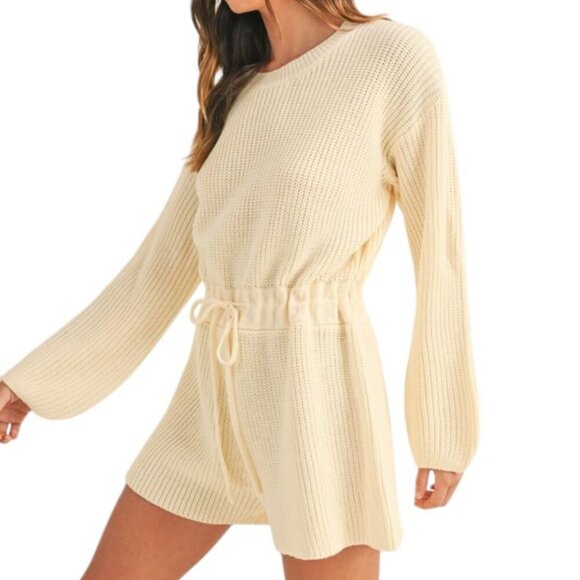 Yellow Spring Ribbed Sweater Romper - Picture 4 of 10